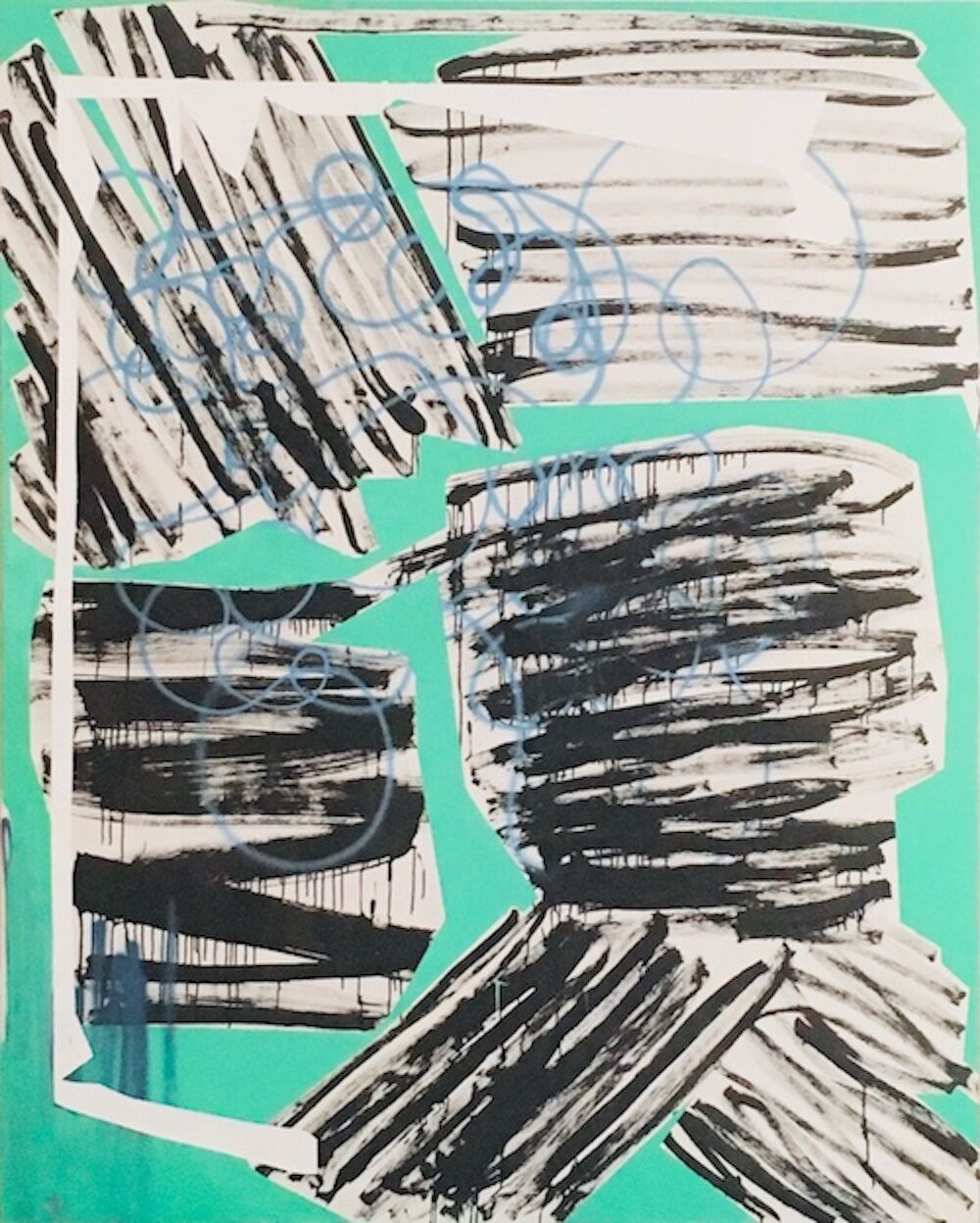 Sonne Scheint und so, lacquer, ink and spray paint on canvas, 250x200 cm, 2018
