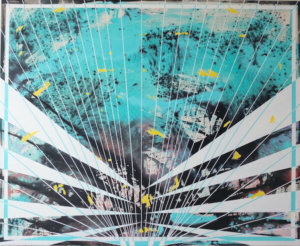 Berlin, 180 x 220 cm, ink and lacquer on canvas, 2023